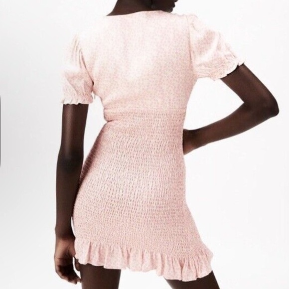 𝐍𝐖𝐎𝐓 𝐙𝐀𝐑𝐀 𝐏𝐢𝐧𝐤 𝐅𝐥𝐨𝐫𝐚𝐥 𝐑𝐮𝐜𝐡𝐞𝐝 𝐏𝐫𝐢𝐧𝐭𝐞𝐝 𝐃𝐫𝐞𝐬𝐬 - Picture 3 of 8